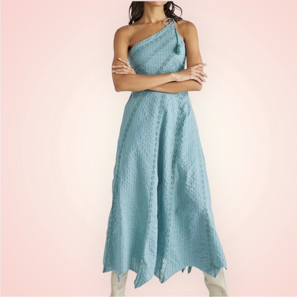 Free People Bella Maxi Dress Lace Cotton One Shoulder Size Small